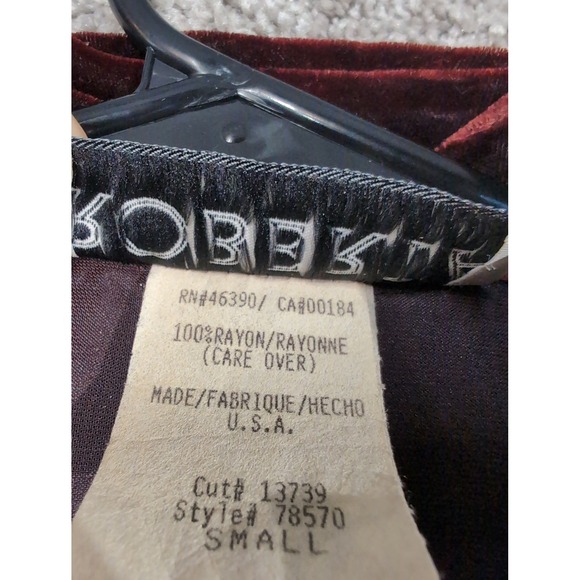 Roberta Womens Velvet Open Front Jacket Burgundy Shawl Collar Style Smal - Picture 3 of 8